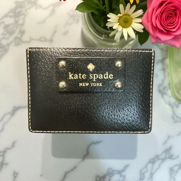 Kate Spade Black Leather Card Holder - Picture 1 of 3